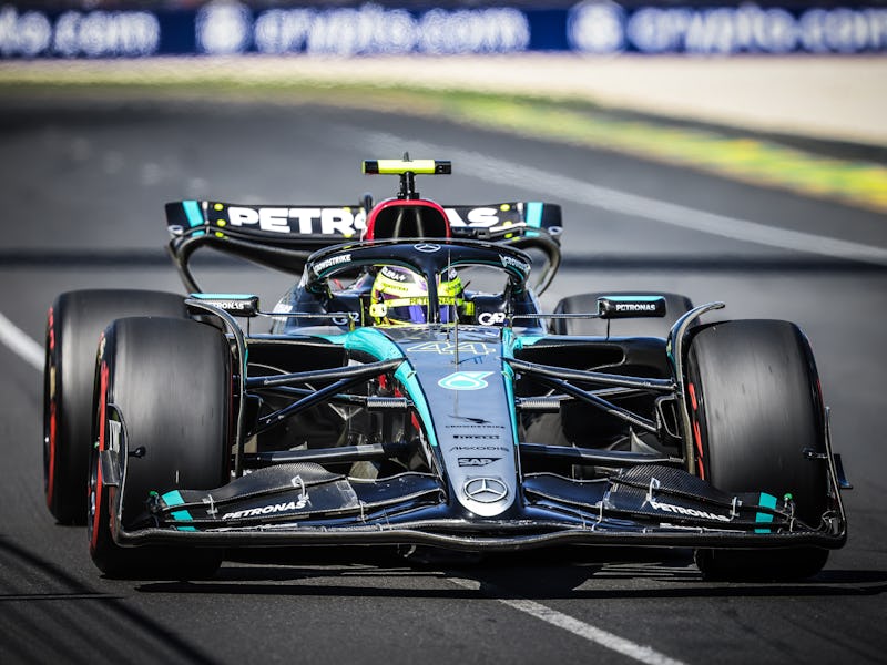 MELBOURNE, AUSTRALIA - MARCH 22, 2024: Lewis Hamilton of Great Britain drives the Mercedes AMG Petro...