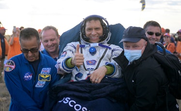 ZHEZKAZGAN, KAZAKHSTAN - SEPTEMBER 27: Expedition 69 NASA astronaut Frank Rubio is carried to a medi...