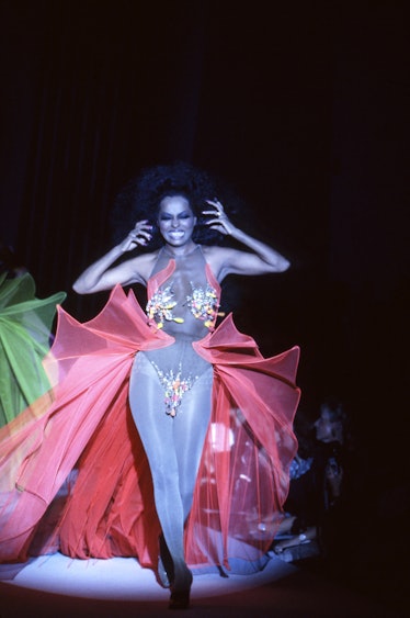 Diana Ross during the fall/winter Thierry Mugler show in 1990.