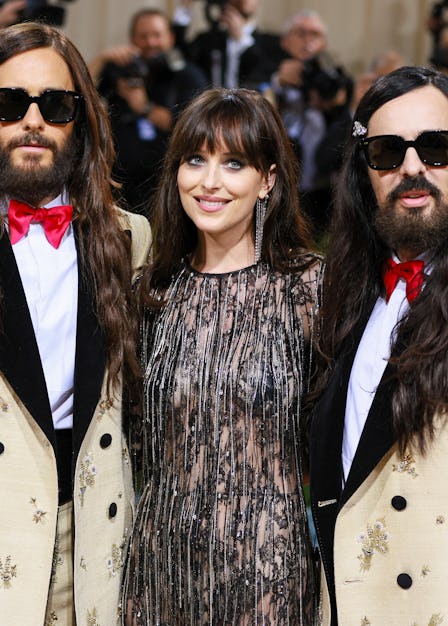 NEW YORK, NEW YORK - MAY 02: (L-R) Alessandro Michele, Dakota Johnson and Jared Leto attend The 2022...