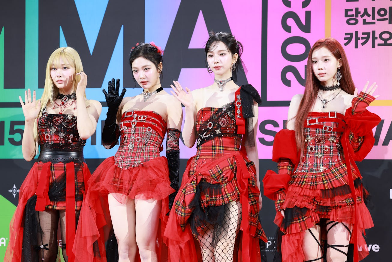 SEOUL, SOUTH KOREA - DECEMBER 02: Aespa attends the '2023 Melon Music Awards' red carpet event at In...