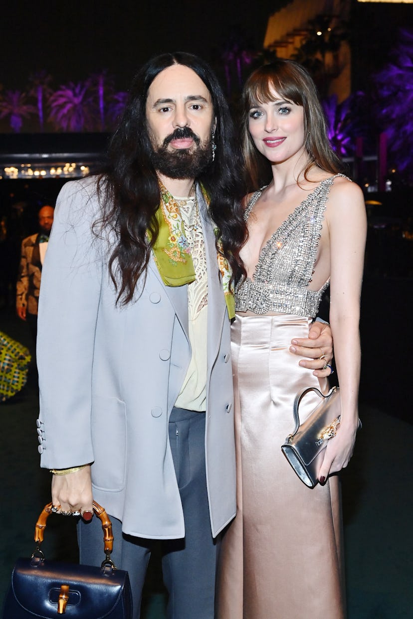 LOS ANGELES, CALIFORNIA - NOVEMBER 06: (L-R) Creative Director at Gucci Alessandro Michele and Dakot...