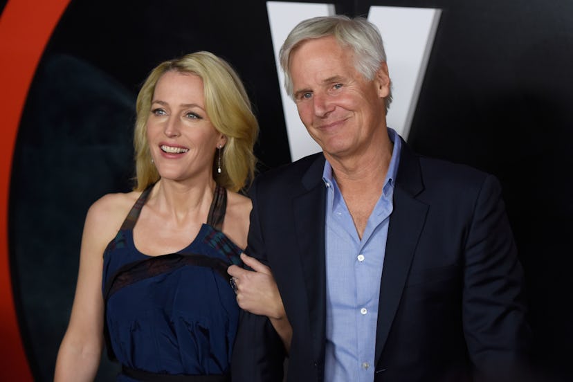 LOS ANGELES, CA - JANUARY 12:  Actress Gillian Anderson and executive producer Chris Carter attend t...