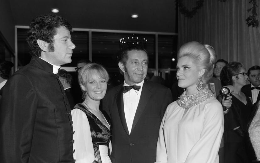 Claude Wolff and his wife Petula Clark: and Mr. and Mrs. Arthur P. Jacobs, producer, at the West coa...