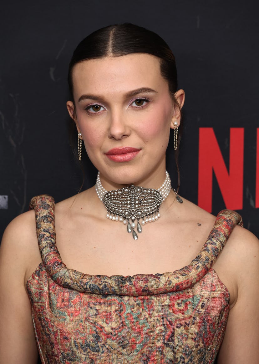 Millie Bobby Brown attends the “Damsel” Photo Call at The Plaza Hotel on February 29, 2024 in New Yo…