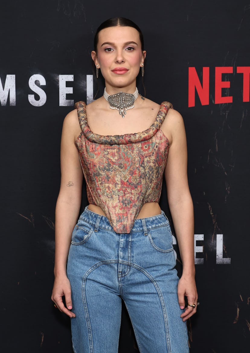 Millie Bobby Brown attends the “Damsel” Photo Call at The Plaza Hotel on February 29, 2024 in New Yo…