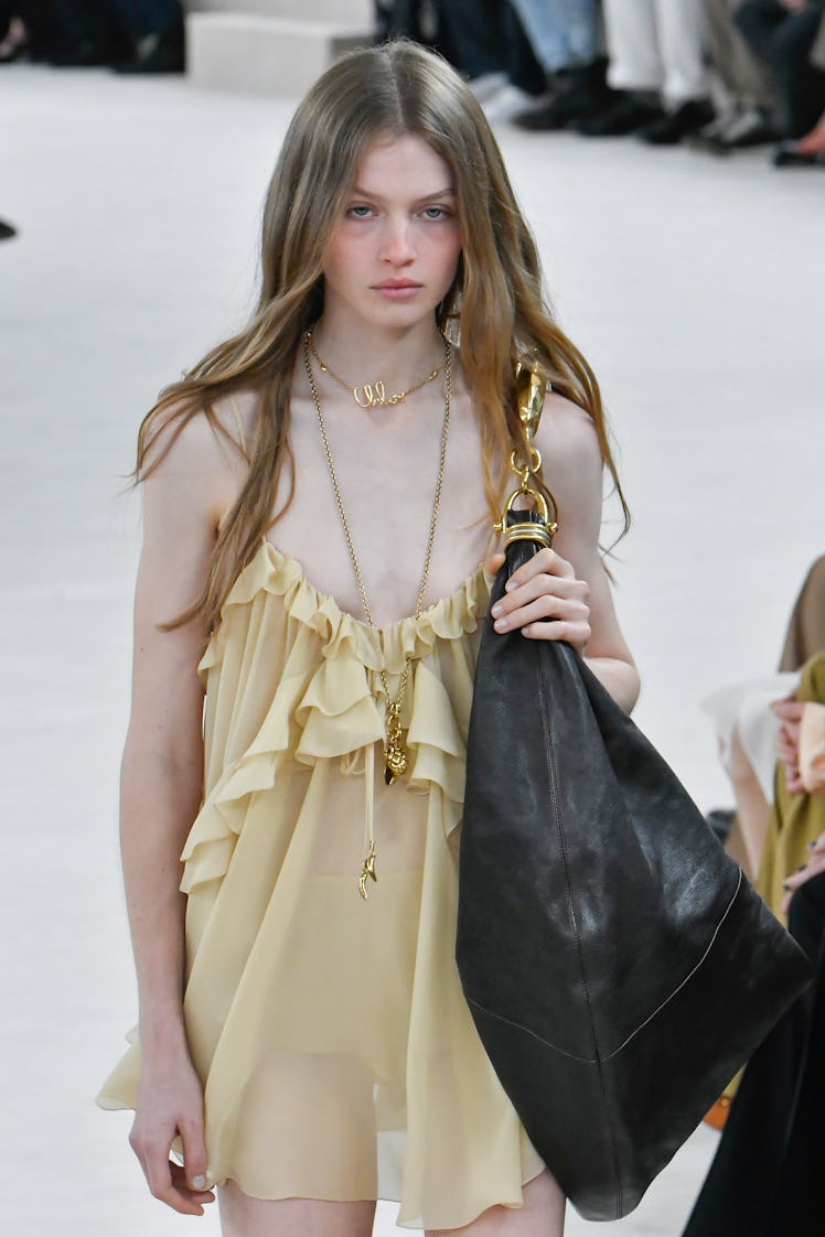 PARIS, FRANCE - FEBRUARY 29: A model walks the runway during the Chloe Ready to Wear Fall/Winter 202...