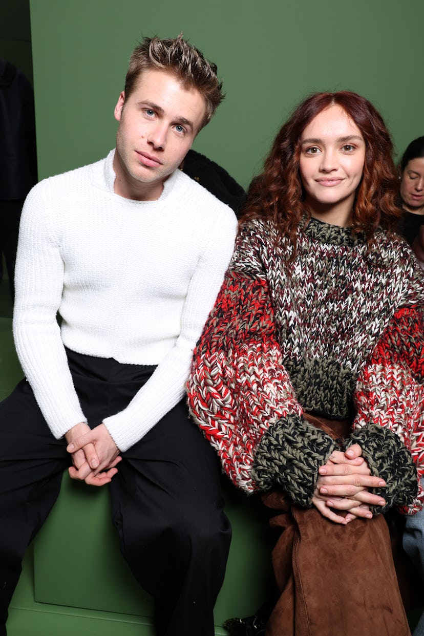 PARIS, FRANCE - MARCH 01: Ed McVey and Olivia Cooke attend the Loewe Womenswear Fall/Winter 2024-202...