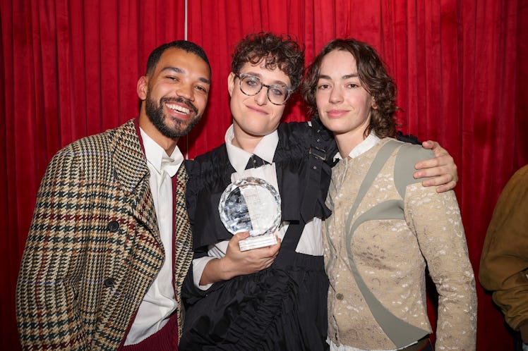 Justice Smith, Jane Schoenbrun and Brigette Lundy-Paine at the Variety and Golden Globes Party at Su...