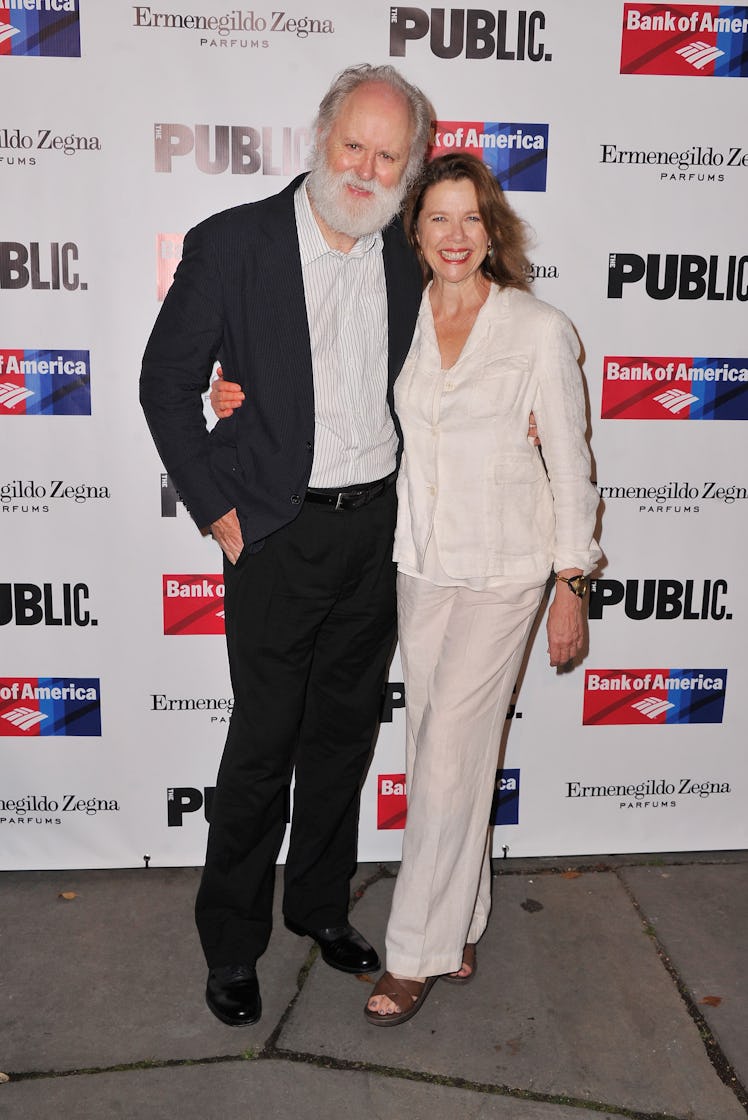 Actors John Lithgow and Annette Bening attend the curtain call for The Public Theatre's Opening Nigh...