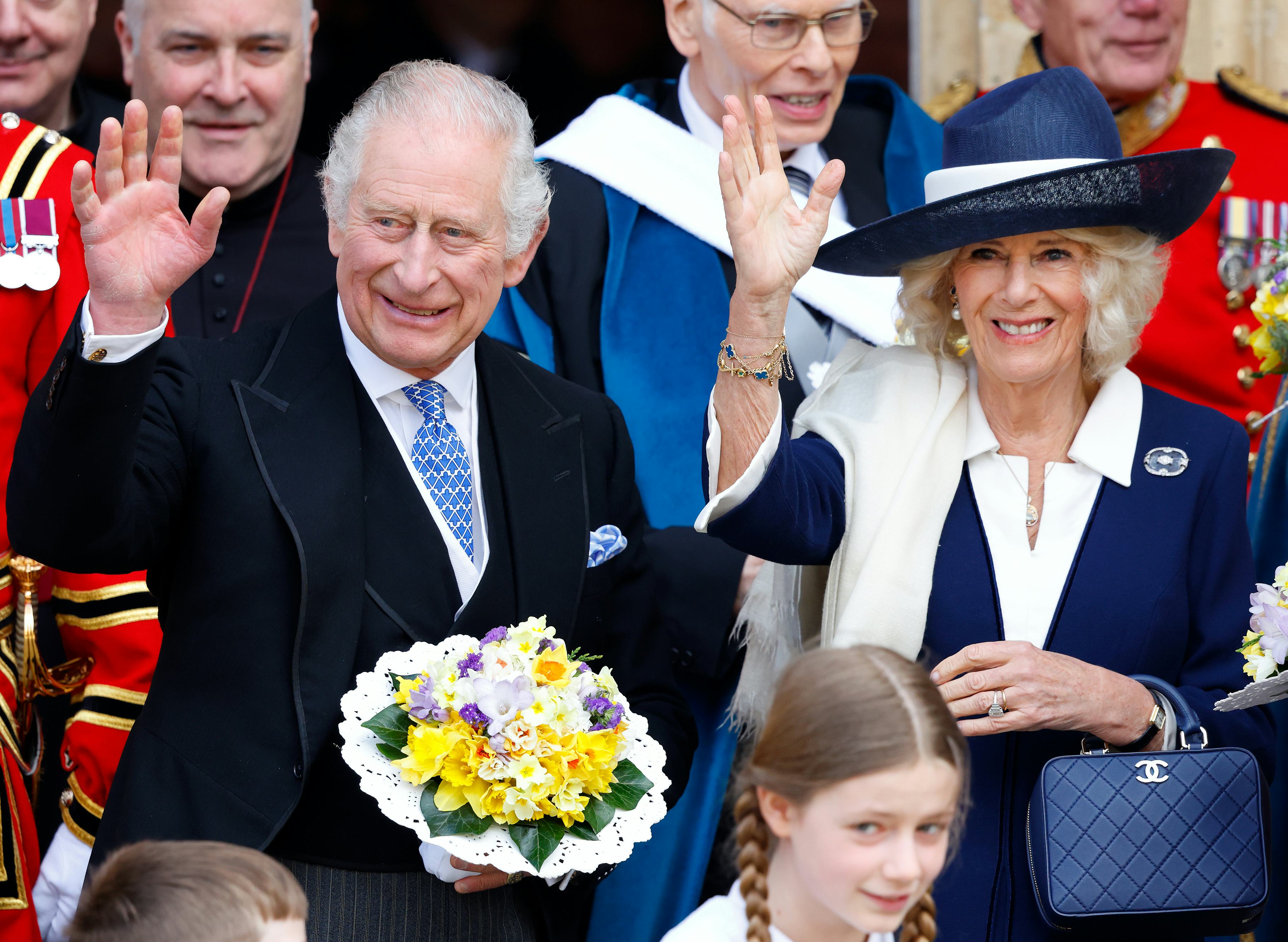 King Charles and Queen Camilla at the 2023 Royal Maundy service in York, England.