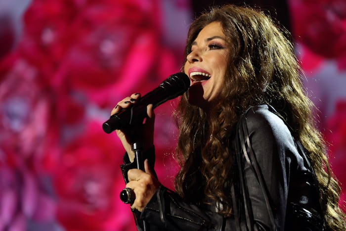 LOS ANGELES, CALIFORNIA - FEBRUARY 02: Shania Twain performs during the 2024 MusiCares Person of the...