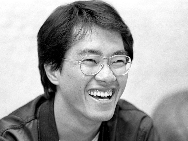 TOPSHOT - This black and white photo taken in May 1982 shows Japanese manga artist Akira Toriyama, w...