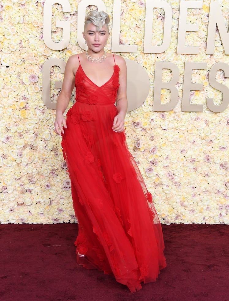 Florence Pugh arrives at the 81st Annual Golden Globe Awards  at The Beverly Hilton on January 07, 2...