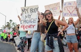Abortion rights protesters chant during a Pro Choice rally at the Tucson Federal Courthouse in Tucso...