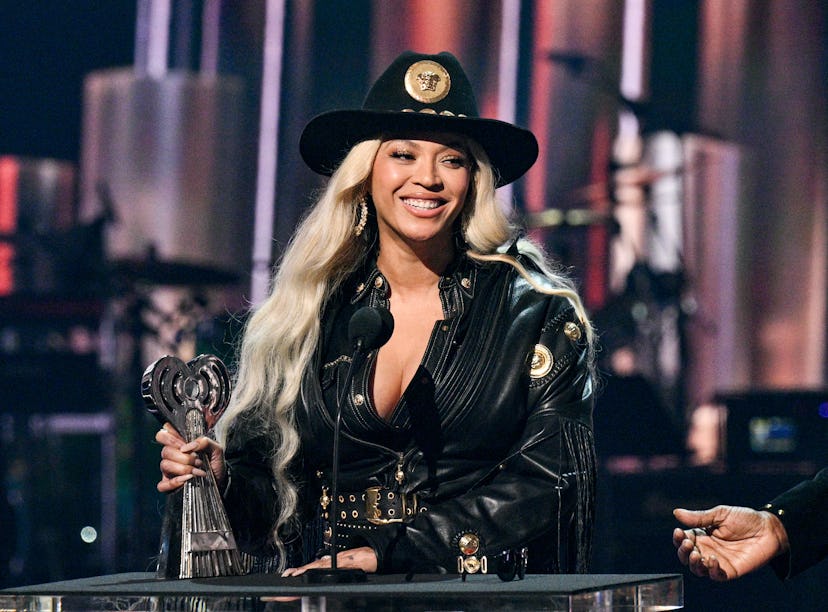 Beyoncé accepts the Innovator Award at the 2024 iHeartRadio Music Awards held at the Dolby Theatre o...