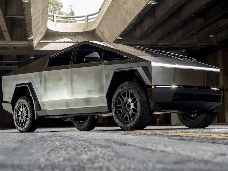 A Tesla Cybertruck during a test drive in Los Angeles, California, US, on Friday, Feb. 16, 2024. The...
