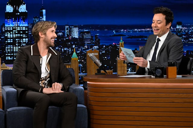Ryan Gosling told Jimmy Fallon about how much his daughters were involved during the "Barbie" movie ...
