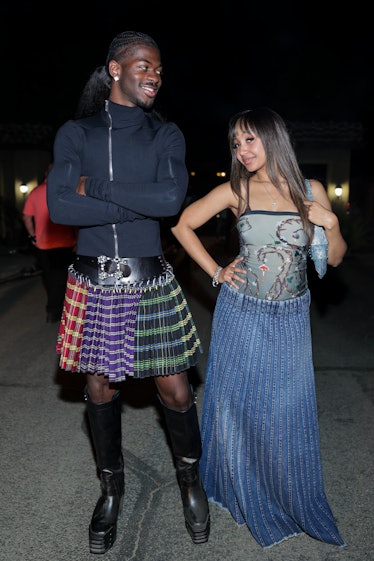 Lil Nas X and PinkPantheress attend Amazon Music and Friends in the Desert on April 15, 2023 in Indi...