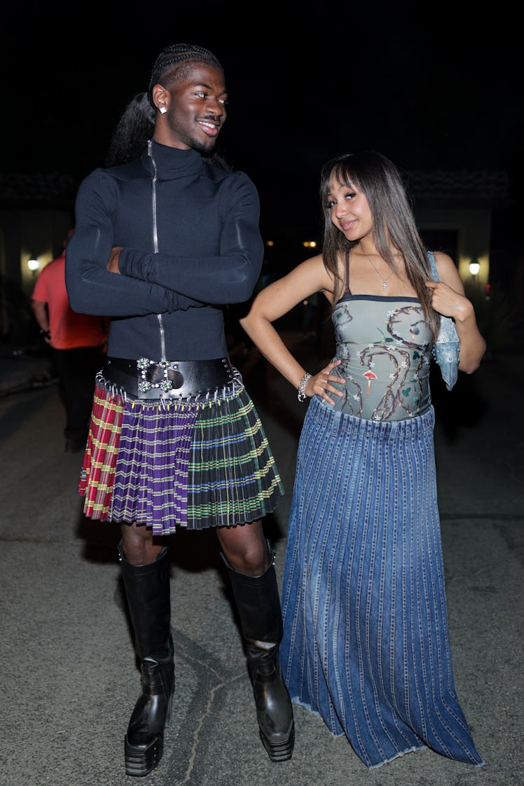 Lil Nas X and PinkPantheress attend Amazon Music and Friends in the Desert on April 15, 2023 in Indi...