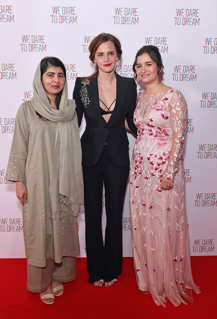 Malala Yousafzai, Emma Watson and Director Waad Al-Kateab attend the Premiere screening of "We Dare ...