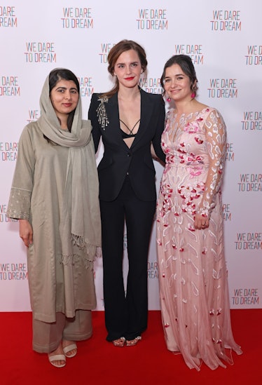 Malala Yousafzai, Emma Watson and Director Waad Al-Kateab attend the Premiere screening of "We Dare ...