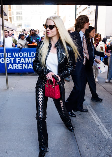 Anya Taylor-Joy attends the New York Knicks vs Chicago Bull game at Madison Square Garden on April 1...