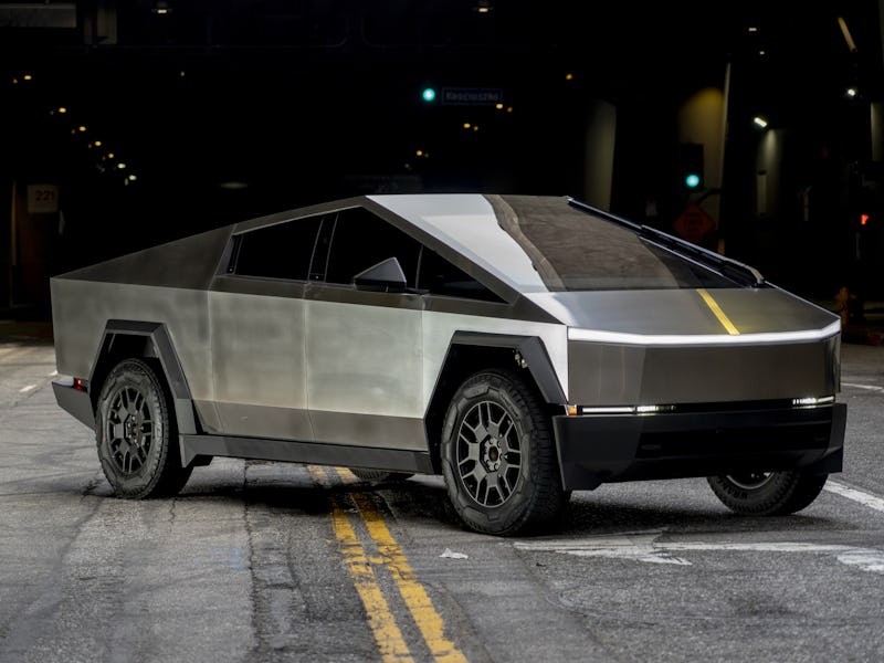 A Tesla Cybertruck during a test drive in Los Angeles, California, US, on Friday, Feb. 16, 2024. The...