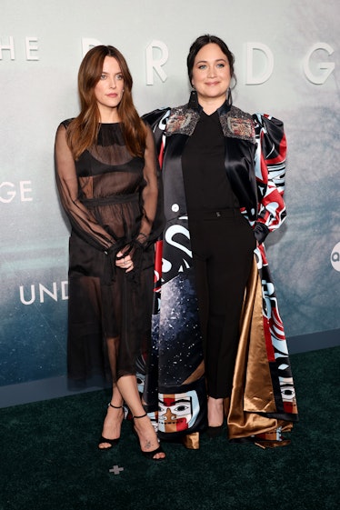 Riley Keough and Lily Gladstone attend the premiere of Hulu's "Under The Bridge" at DGA Theater Comp...