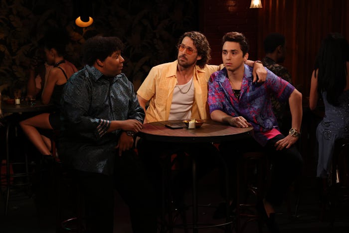 SATURDAY NIGHT LIVE -- Episode 1861 -- Pictured: (l-r) Kenan Thompson, host Ryan Gosling, and Marcel...