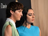 Australian singer Troye Sivan and British singer Charli XCX arrive for the Recording Academy and Cli...