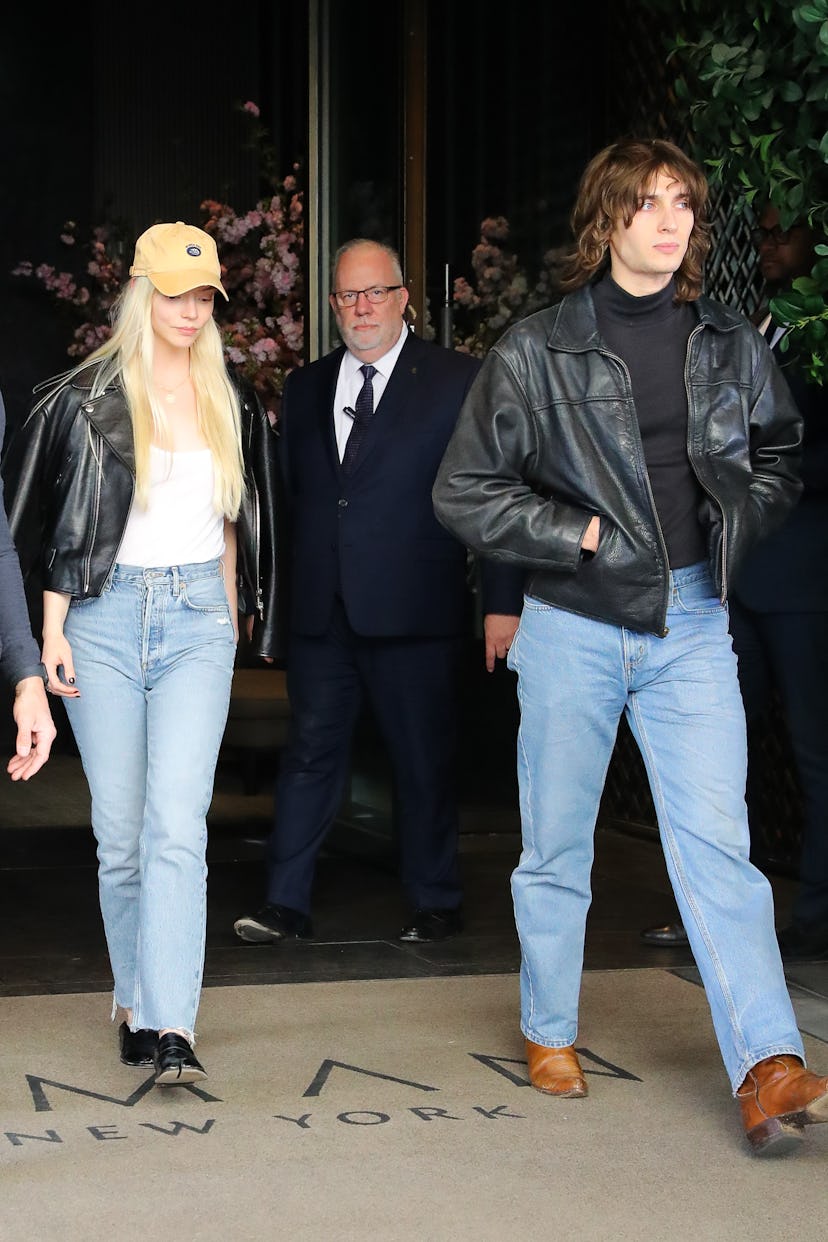Anya Taylor-Joy and Malcolm McRae are seen leaving their hotel on April 16, 2024 in New York, New Yo...