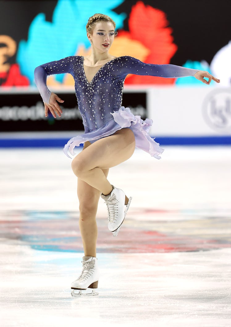 LAS VEGAS, NEVADA - OCTOBER 24:  Amber Glenn of the United States competes in the Womens Free Progra...