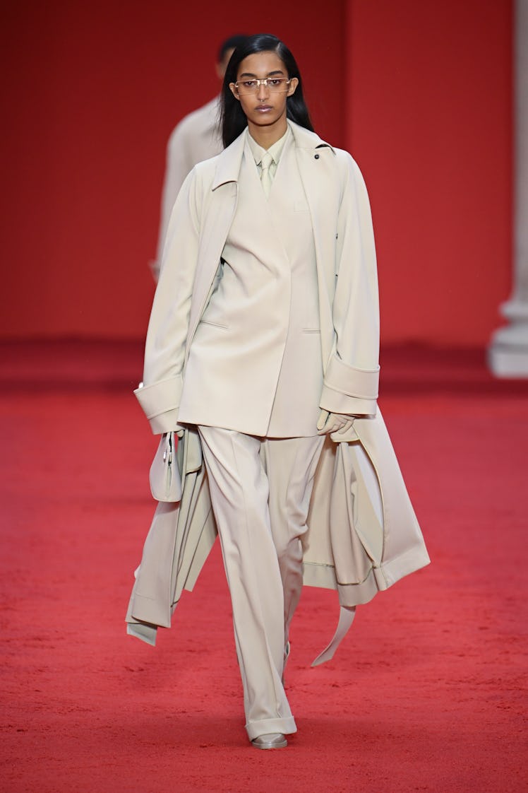 A model walks the runway during the Salvatore Ferragamo Ready to Wear Spring/Summer 2023 fashion sho...