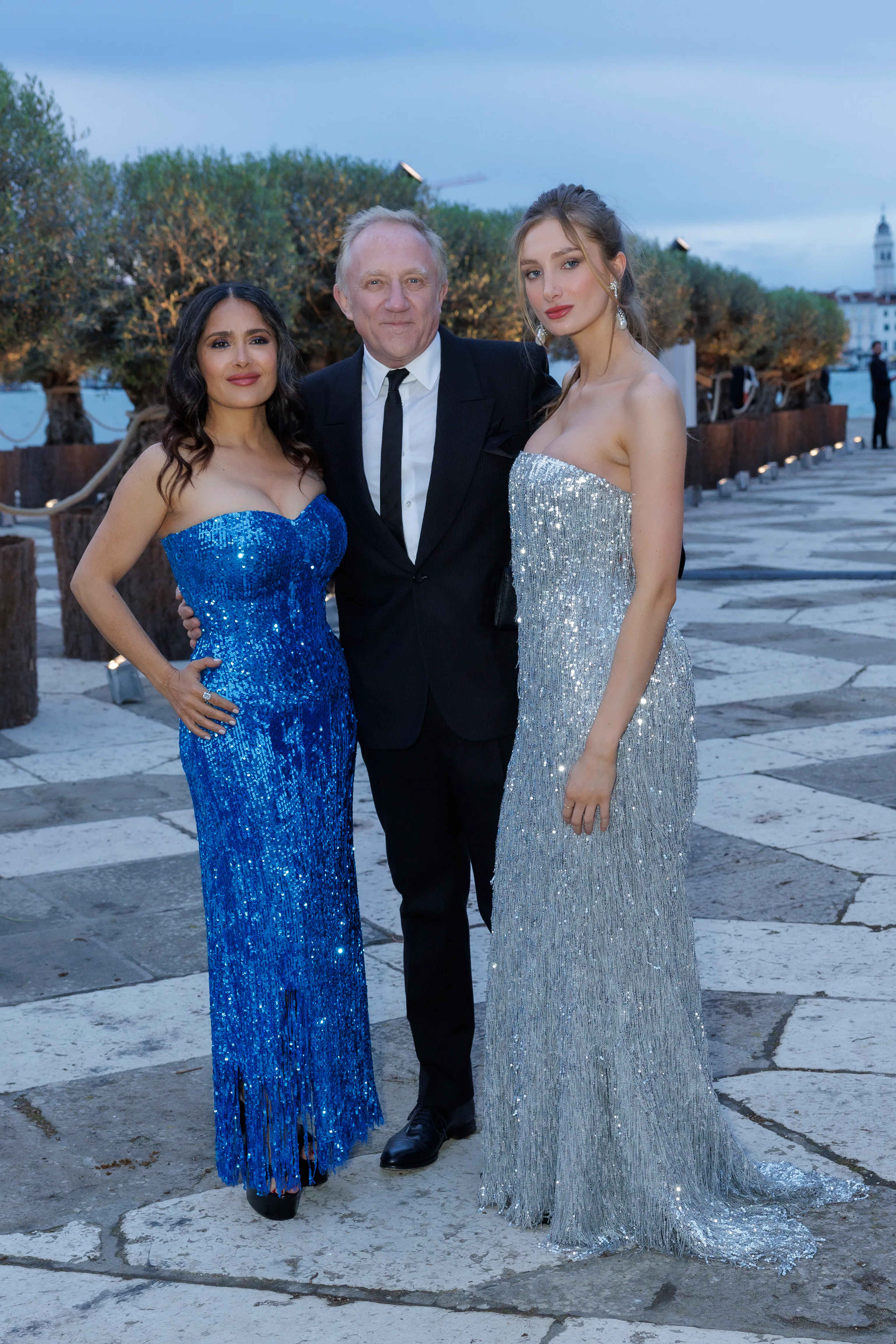Salma Hayek & Stepdaughter Mathilde Pinault Twin In Disco Ball Gowns