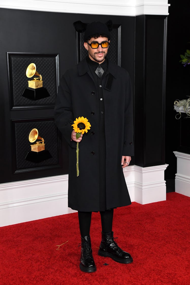 Bad Bunny attends the 63rd Annual GRAMMY Awards at Los Angeles Convention Center on March 14, 2021 i...