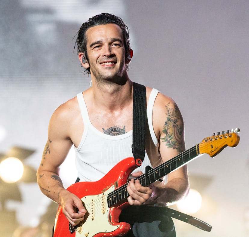 Matty Healy, who got a song on 'Tortured Poets,' performing onstage