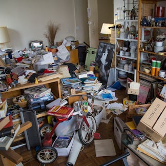 messy room in hoarders home. (Photo by: Kurt Wittman/Education Images/Universal Images Group via Get...
