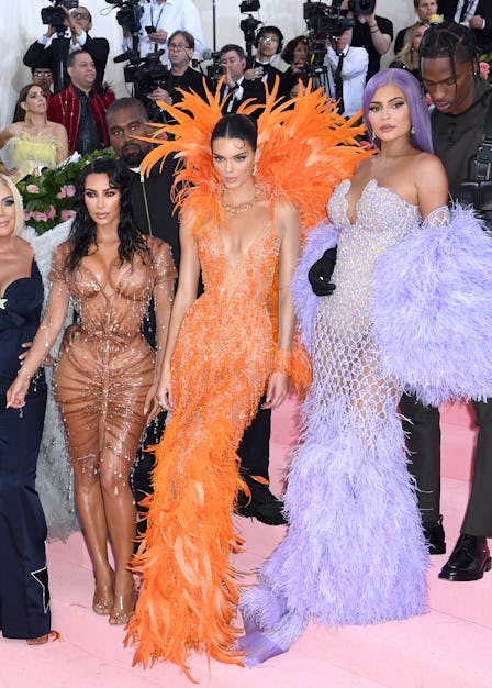 Kim Kardashian-West, Kanye West, Kendall Jenner and Kylie Jenner arrive for the 2019 Met Gala celebr...