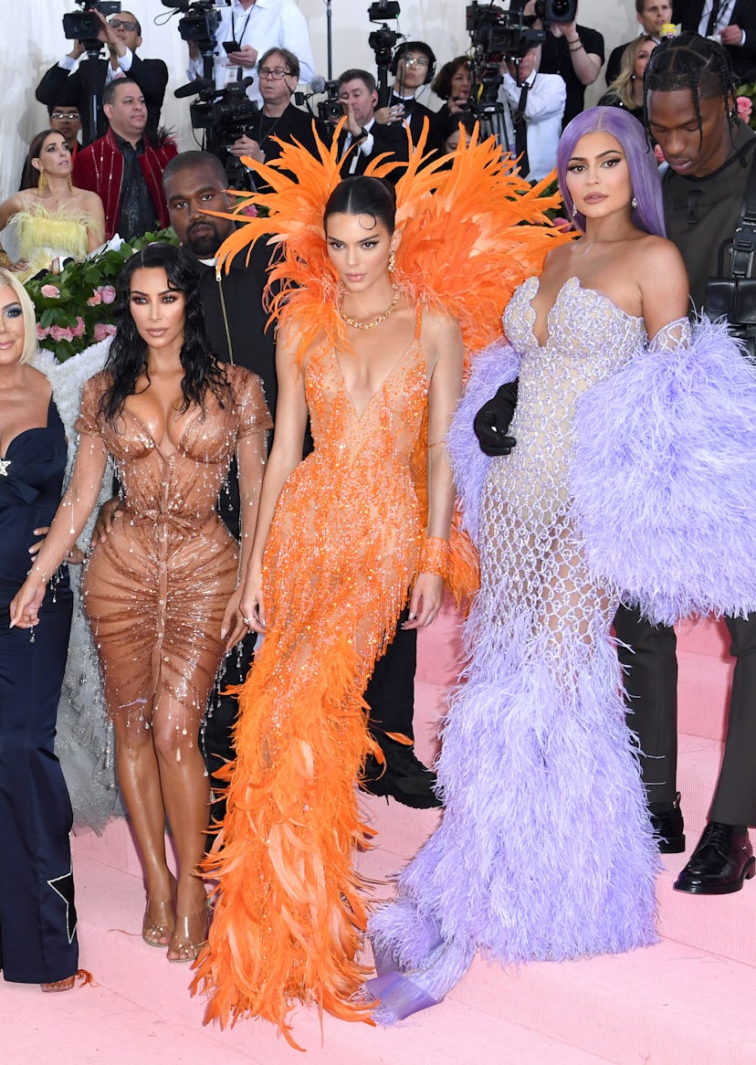 Kim Kardashian-West, Kanye West, Kendall Jenner and Kylie Jenner arrive for the 2019 Met Gala celebr...