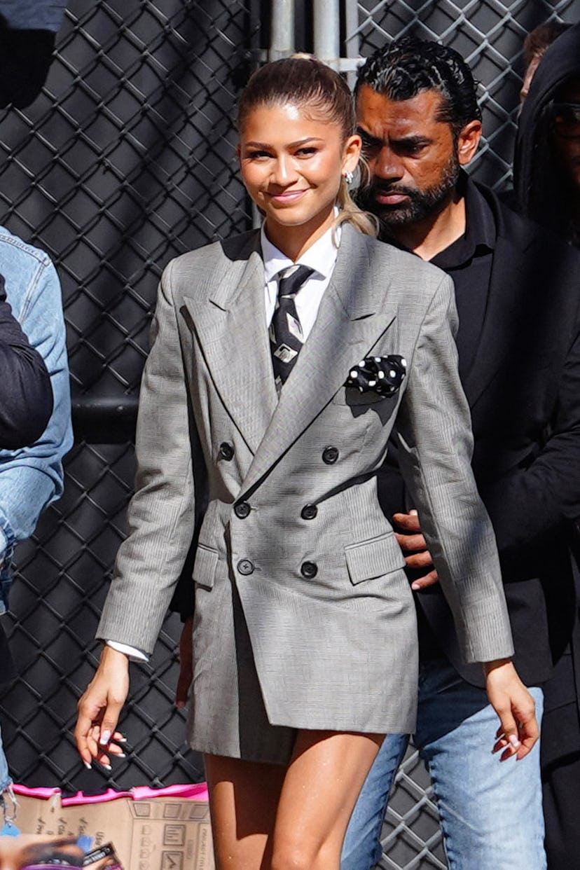 LOS ANGELES, CA - APRIL 18: Zendaya is seen arriving at 'Jimmy Kimmel Live' on April 18, 2024 in Los...