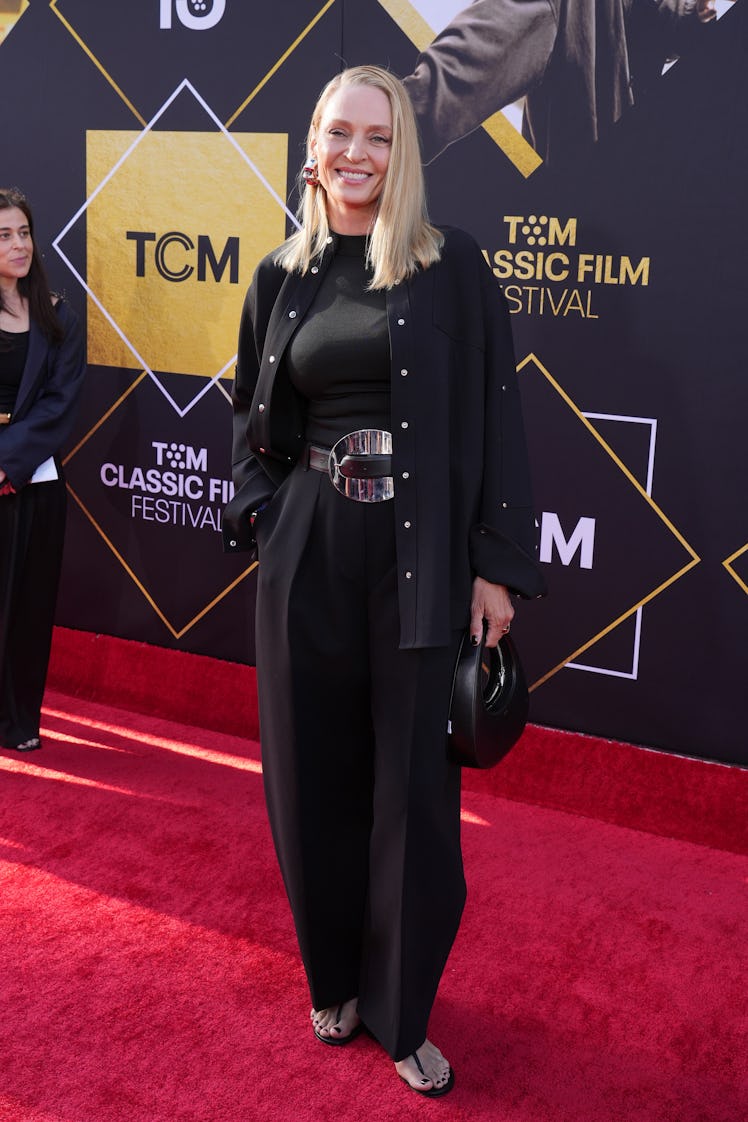 Uma Thurman attends the 2024 TCM Classic Film Festival Opening Night and 30th Anniversary Presentati...