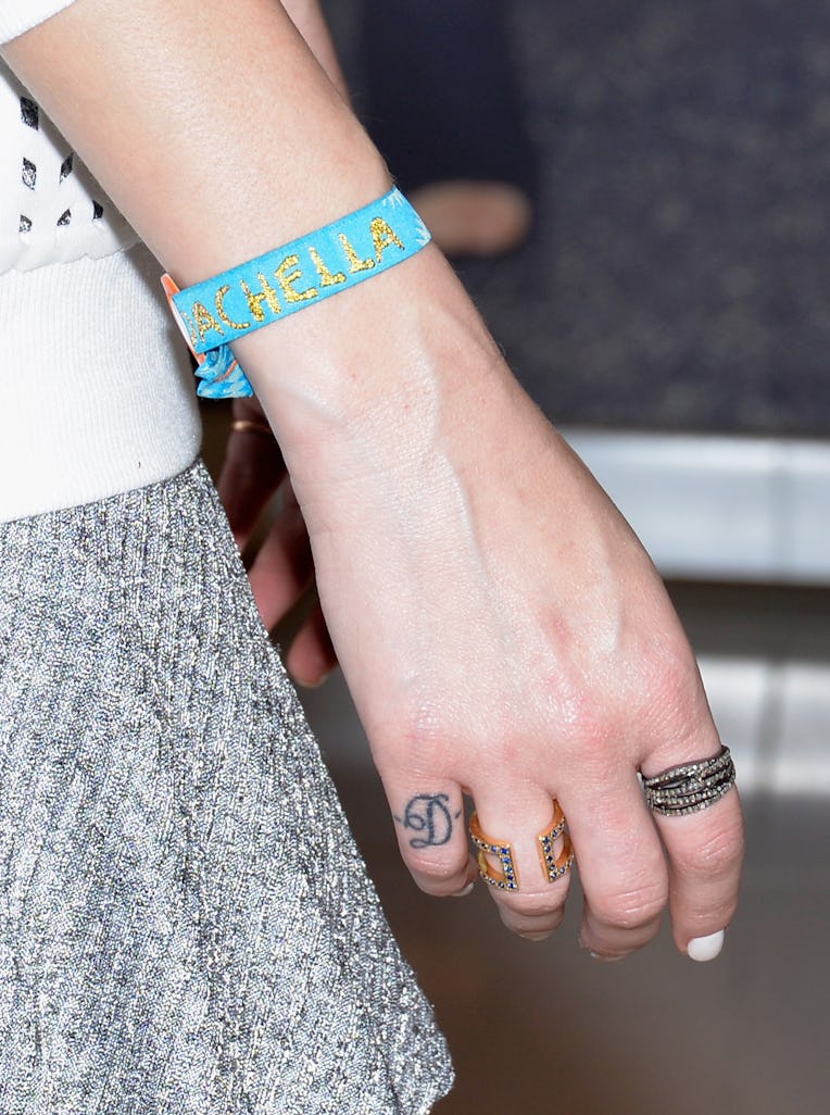 LOS ANGELES, CA - APRIL 18:  Designer Whitney Port, detail Coachella wristband, rings and tattoo, de...