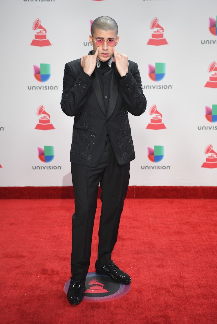 Bad Bunny attends the 18th Annual Latin Grammy Awards at MGM Grand Garden Arena on November 16, 2017...