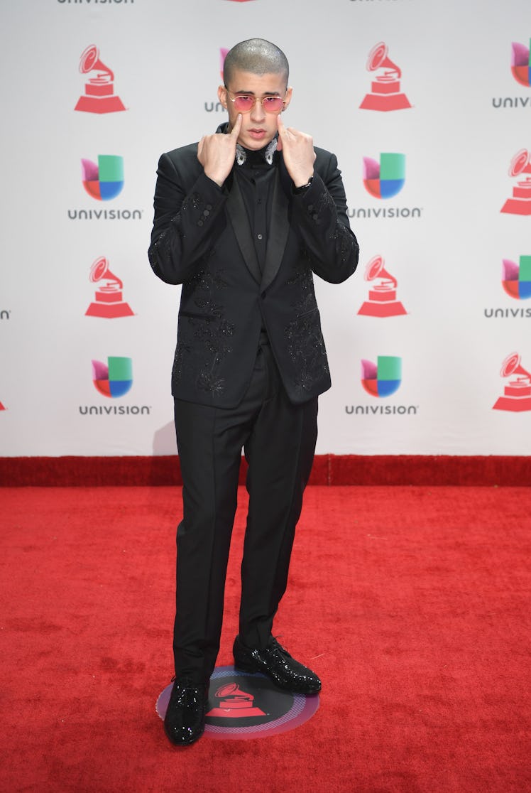 Bad Bunny attends the 18th Annual Latin Grammy Awards at MGM Grand Garden Arena on November 16, 2017...