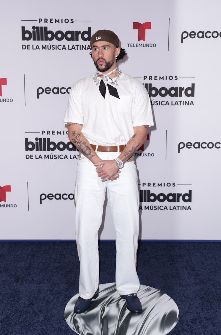 Bad Bunny arriving to the Watsco Center for the Billboard Latin Music Awards in Coral Gables, FL on ...