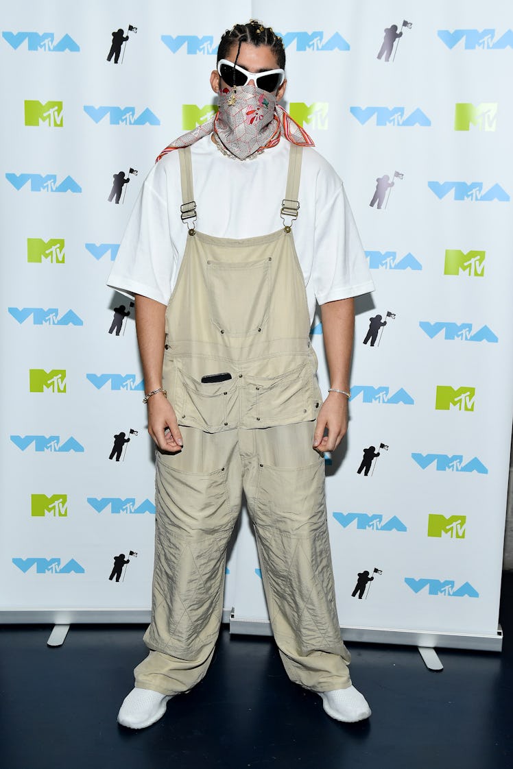 Bad Bunny arrives at Yankee Stadium for the 2022 MTV VMAs broadcast on August 28, 2022 in New York C...