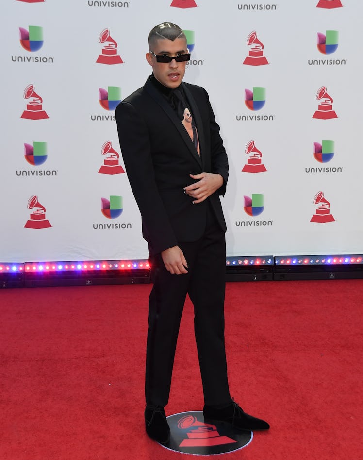 Bad Bunny attends the 19th annual Latin GRAMMY Awards at MGM Grand Garden Arena on November 15, 2018...