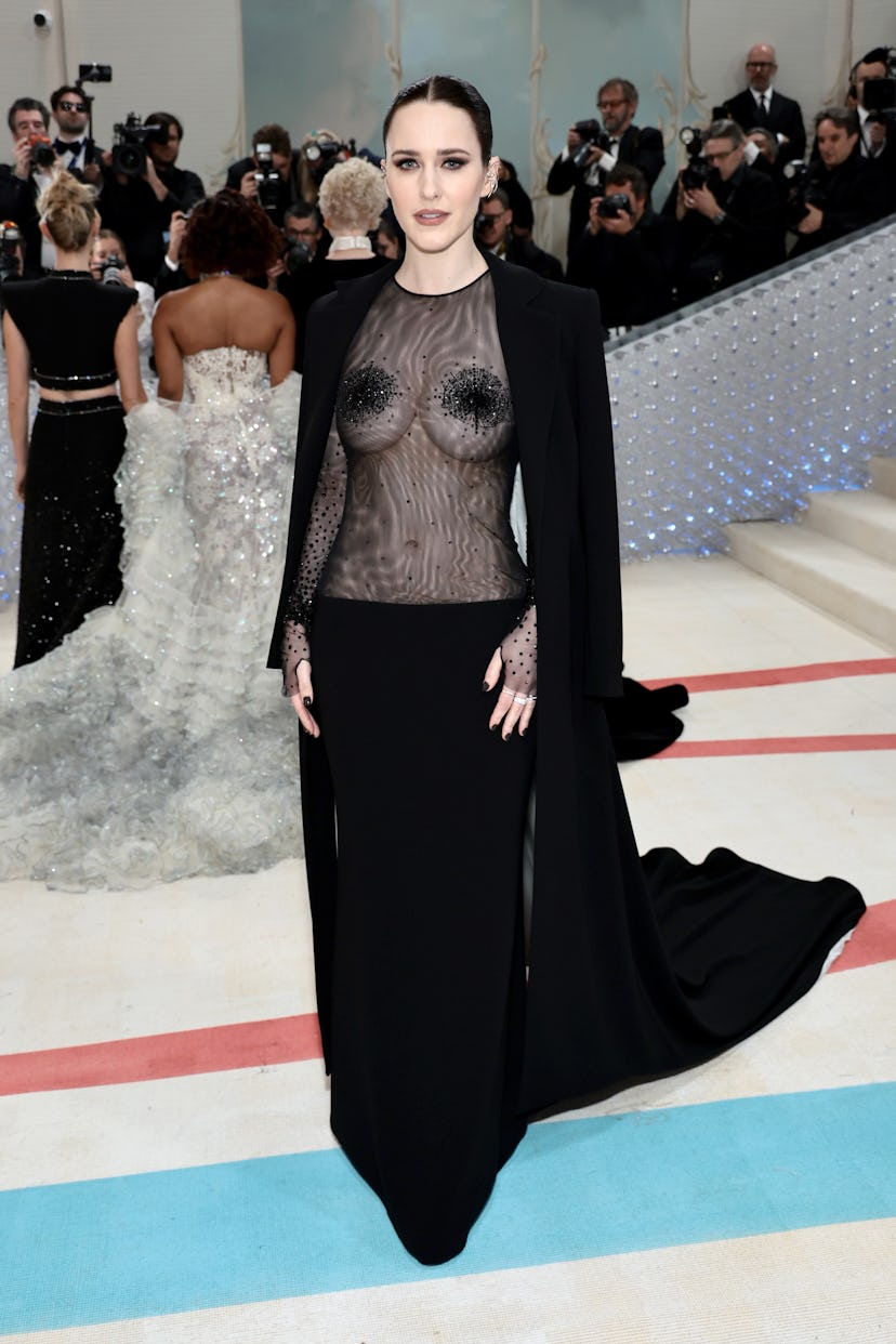 Rachel Brosnahan attends The 2023 Met Gala Celebrating "Karl Lagerfeld: A Line Of Beauty" at The Met...