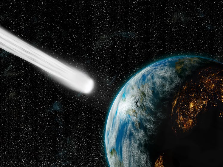 asteroid hitting earth illustration